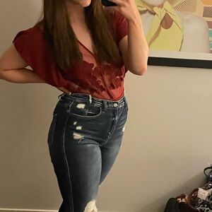 Maroon Lace Boho/Western BodySuit